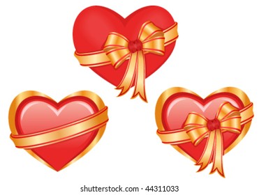 Vector Set of glossy hearts. EPS AI8, all elements layered and grouped.