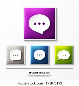 Vector set of glossy icons on button with speech bubbles.