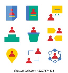 Conjunto de vectores de iconos glifos relacionados con el proceso de negocios, el trabajo en equipo y la administración de recursos humanos. Pictogramas de línea monocroma y elemento de diseño de infografía