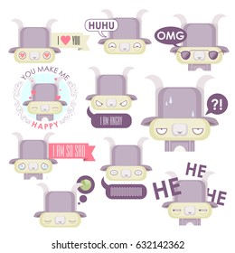 Vector set of goat emoticons. Animal collection.