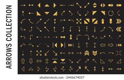 Vector Set Of Gold Arrows Collection