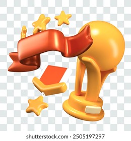Vector set of gold awards. Game trophies for sports competition