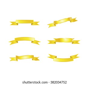 Vector set of Gold Banner Ribbon label Elements