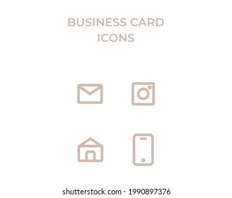 vector set of gold (beige) icons for business business card with email, address, phone
