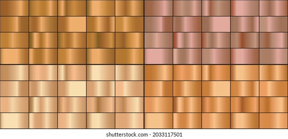 Conjunto vectorial de gradientes de metal de oro y bronce.