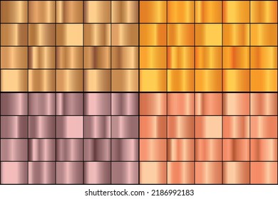 Conjunto vectorial de gradientes de metal de oro y bronce.