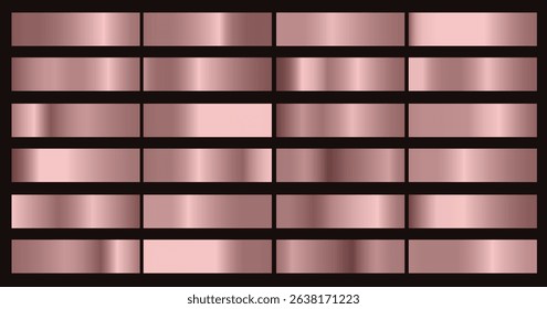 Vector set of gold and bronze metal gradients. Vector collection of metal metallic gradients, chrome christmas gradient, gold gradients metallic gradients.eps8
