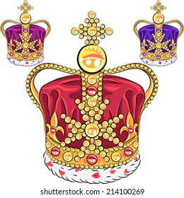 vector set gold crown 