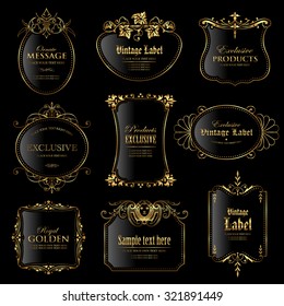 Vector set of gold framed labels