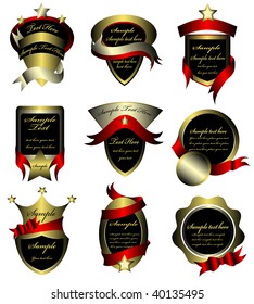 Vector set of gold framed labels (vector) In the gallery also available high resolution jpeg image made from this vector