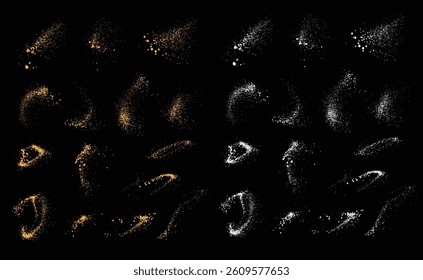 Vector set of gold glitter stardust background. Gold glitter luxury illustration magic splatter sparkle background collection