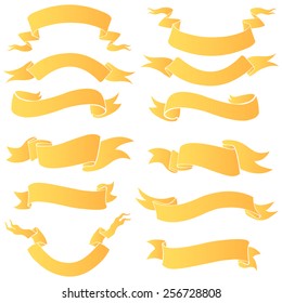 Vector Set of Gold Gradient Ribbons for Your Text