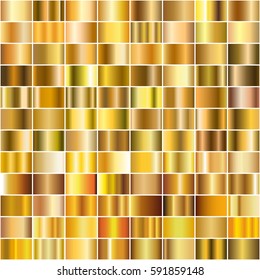 Vector set of gold gradients. Golden squares collection.