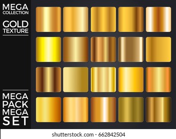 Vector Set of Gold Gradients, Golden Squares Collection, Textures Group Eps 10