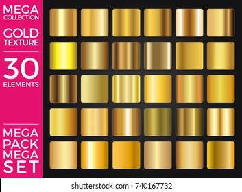 Vector Set of Gold Gradients, Golden Squares Collection, Textures Group Eps 10