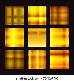 Vector set of gold gradients.Collection of golden backgrounds.