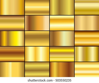 Vector set of gold gradients.Golden backgrounds collection.