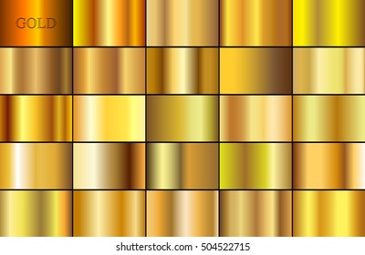 Vector set of gold gradients.Golden backgrounds collection.