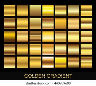 Vector set of gold gradients.Golden squares collection.