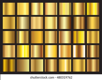 Vector set of gold gradients.Golden squares collection.