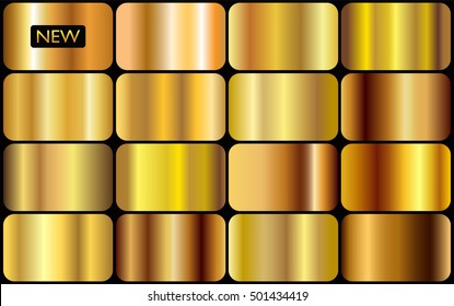 Vector set of gold gradients.Golden squares collection.