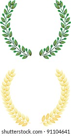 vector set from gold laurel wreath on the white