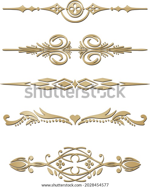 Vector set of gold\
monograms, heraldic ornaments. Designer text dividers. Patterns\
from lines. Letter\
border