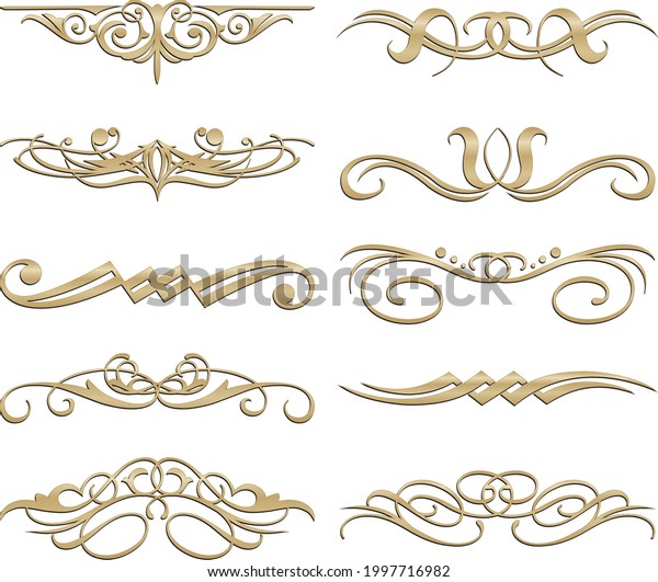 Vector set of gold monograms. Patterns\
for signing letters and decorating invitation\
cards