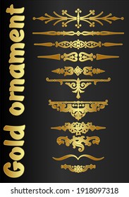 Vector set of gold ornament