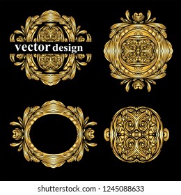 vector set of gold ornamental stickers, labels, luxury design, hand drawing, eps 10