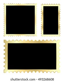 vector set of gold Postage Stamp with a black background