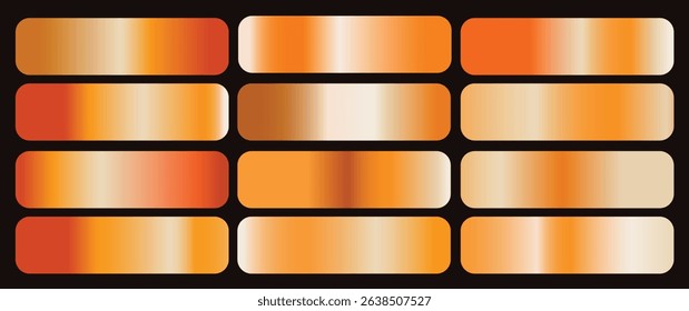 Vector set of gold and red metal gradients. set collection of metal metallic gradients, chrome christmas gradient, set red gradients metallic gradients.eps8