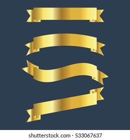 vector set gold ribbon banners illustration for your text