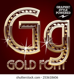 Vektorset aus goldenem Alphabet mit Diamanten. Buchstabe G