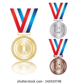 vector set of the gold, silver and bronze medals