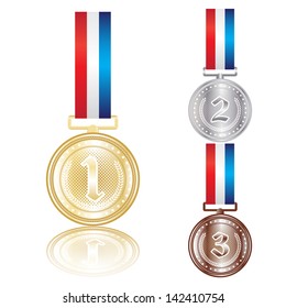 vector set of the gold, silver and bronze medals