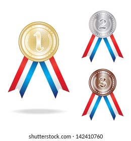 vector set of the gold, silver and bronze medals