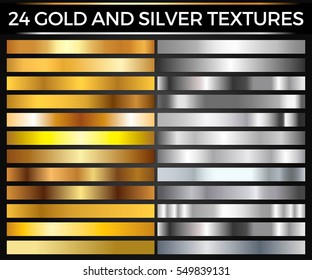 Vector Set of Gold and Silver Gradients, Gold and Silver Squares Collection, Textures Group Eps 10