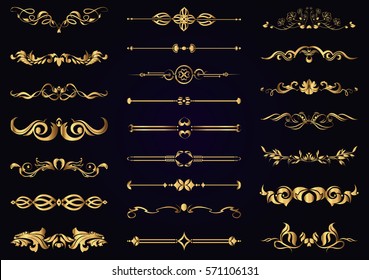 Vector set gold vintage decorative elements for design