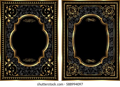 Vector set of gold vintage style frames