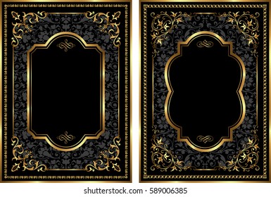 Vector set of gold vintage style frames