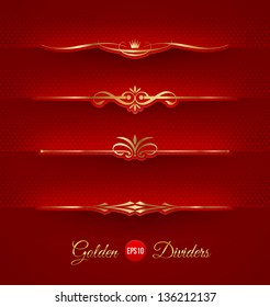 Vector set of golden decorative dividers