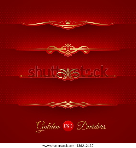 Vector set of golden\
decorative dividers