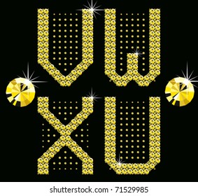 conjunto vectorial de letras y números de diamante dorado