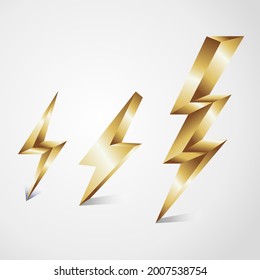 conjunto vectorial de iconos eléctricos dorados, 3d, plano, fondo plano blanco