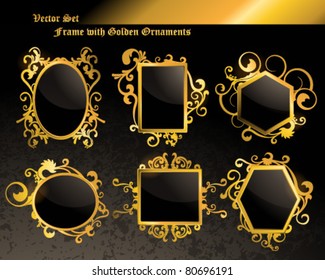 vector set: golden frame ornaments