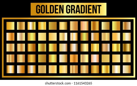Conjunto vectorial de gradientes dorados. Ilustración vectorial. Pasos 10