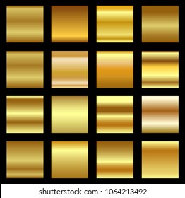 Vector set of golden gradients.  Metallic, background.