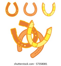 Vector set of golden horseshoes.