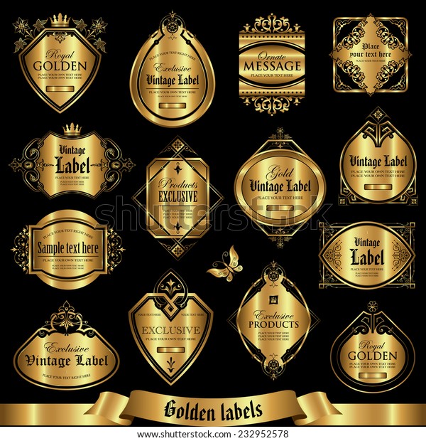 Vector Set Golden Labels Stock Vector Royalty Free 232952578